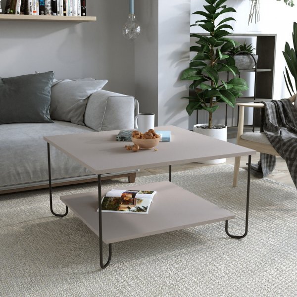 Marbo soffbord 80 x 80 cm - Ljus mocka