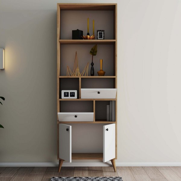 Bibliothèque Ninova - Chêne/blanc Bibliothèque Ninova - Chêne/blanc