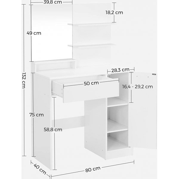Felice kaptafel 80 x 40 cm - Wit Felice kaptafel 80 x 40 cm - Wit