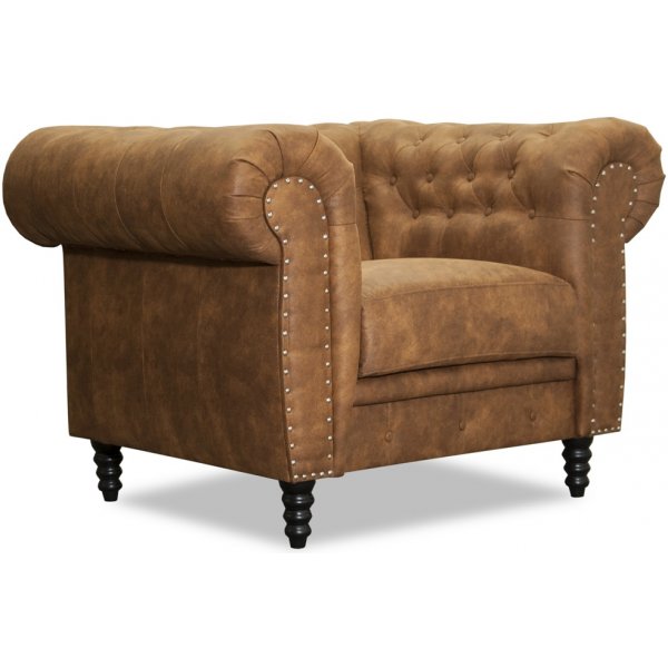 Chesterfield fåtölj - Cognac ecoläder Chesterfield fåtölj - Cognac ecoläder