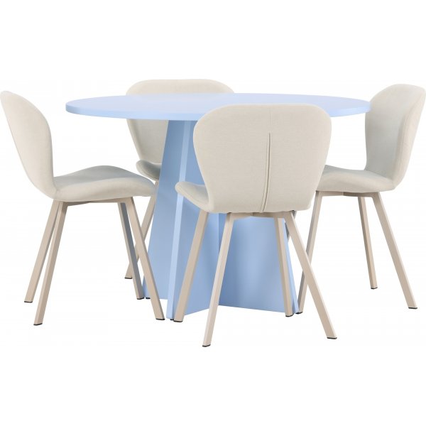 Matbord Bootcut med Lilja stolar - Beige/blå Matbord Bootcut med Lilja stolar - Beige/blå