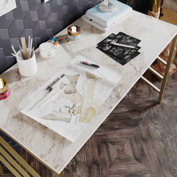 Bureau Tuna 120x60 cm - Doré/blanc Bureau Tuna 120x60 cm - Doré/blanc