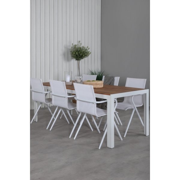 Bois utematgrupp med 6 st Alina stolar - Vit/Akacia Bois utematgrupp med 6 st Alina stolar - Vit/Akacia