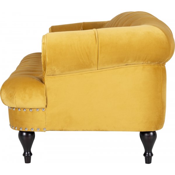 Canapé 3 places en velours jaune - Chesterfield Canapé 3 places en velours jaune - Chesterfield