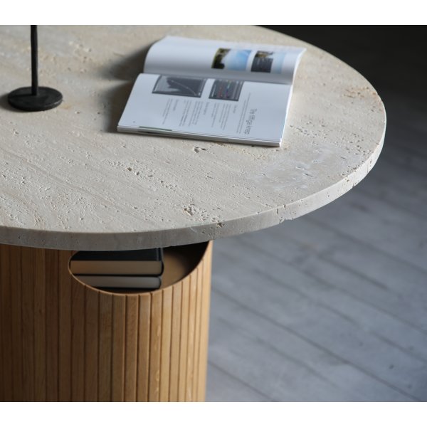 Table basse ronde Arto hauteur 60 cm - Chêne / Travertin Table basse ronde Arto hauteur 60 cm - Chêne / Travertin
