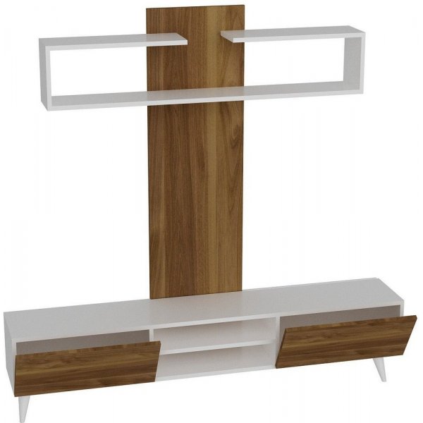 Dem TV-bänk - Vit/valnöt Dem TV-bänk - Vit/valnöt