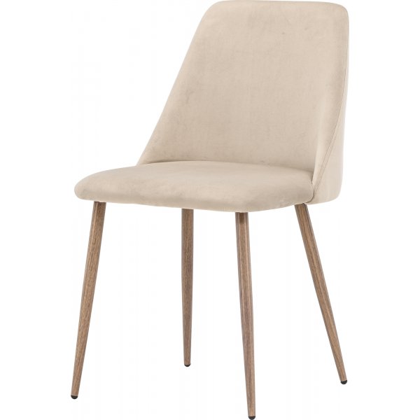 Matstol beige sammet med ekben Matstol beige sammet med ekben