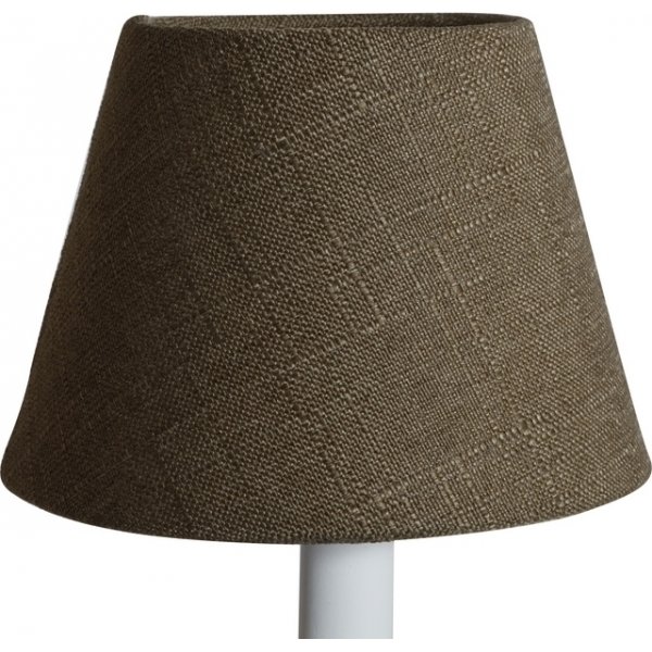 Grovlinne lampskrm rund - Brun