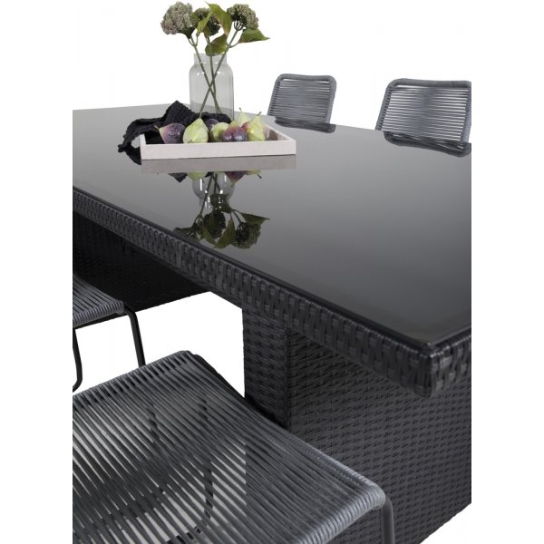 Padova utematgrupp med 6 st Lindos stolar - Svart/Grå Padova utematgrupp med 6 st Lindos stolar - Svart/Grå