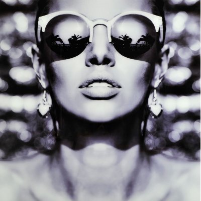 Glastavla Woman with sunglasses - Glas
