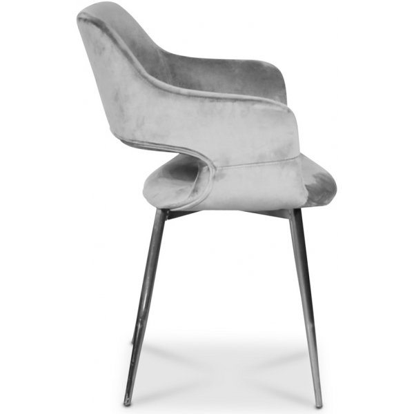 Flap karmstol - Grå sammet / kromade ben Flap karmstol - Grå sammet / kromade ben