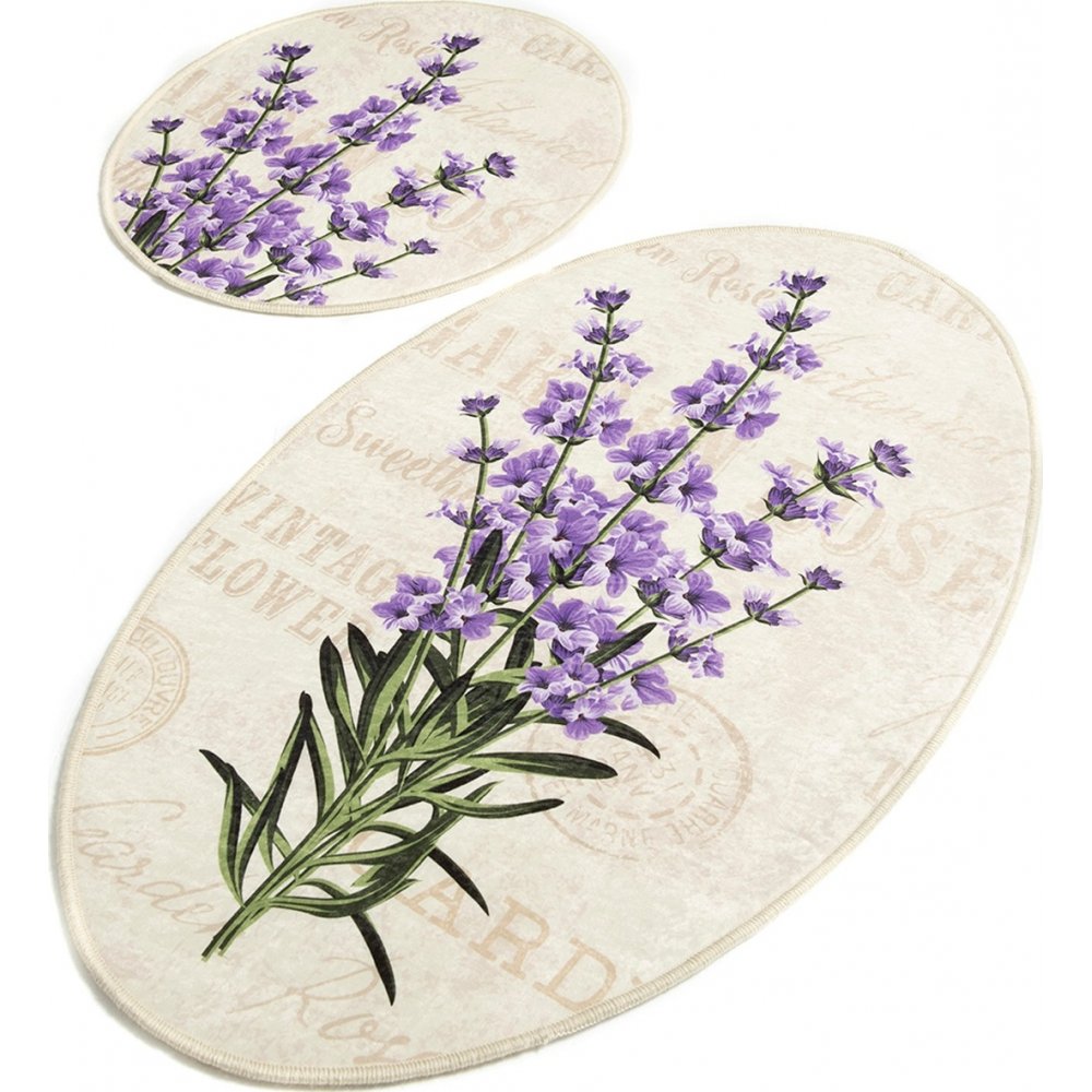 Lavender badrumsmatta set (2 st) - 50 x 60 cm (1 st) / 60 x 100 cm (1 st) - Badrumsmattor, Mattor