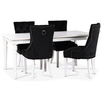 Paris matgrupp vitt bord med 4 st Tuva Decotique stolar i svart sammet med rygghandtag