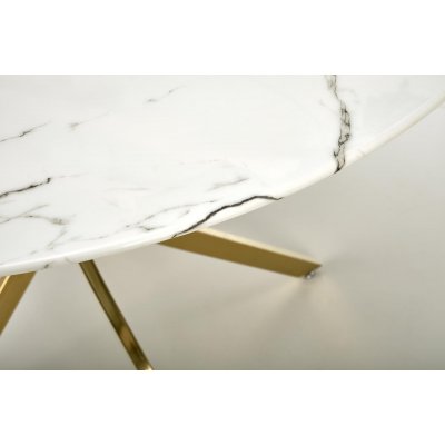 Raymond matbord 100 cm - Vit marmor/guld