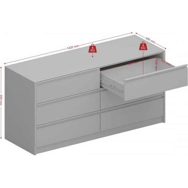 Skyline dressoir met 6 lades - Wit Skyline dressoir met 6 lades - Wit