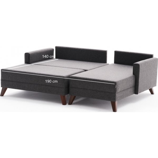 Bella slaapbank rechts - Antraciet