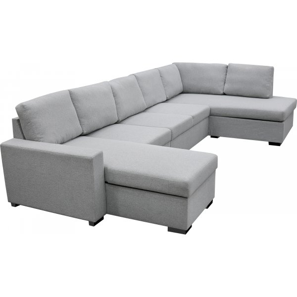 U-soffa med förvaring 367 cm grå + Fläckborttagare för möbler U-soffa med förvaring 367 cm grå + Fläckborttagare för möbler