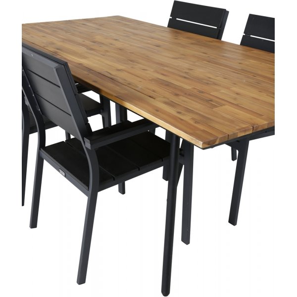 Chan utematgrupp med 4 st Levels stolar - Svart/Natur