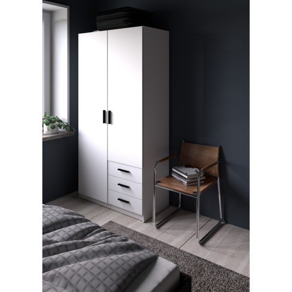 Armoire Sprint avec 2 portes et 3 tiroirs - Blanc Armoire Sprint avec 2 portes et 3 tiroirs - Blanc