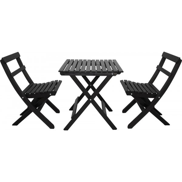 Wilma utegrupp bord 65 x 65 cm inkl 2 st Knohult stolar - Svart Wilma utegrupp bord 65 x 65 cm inkl 2 st Knohult stolar - Svart