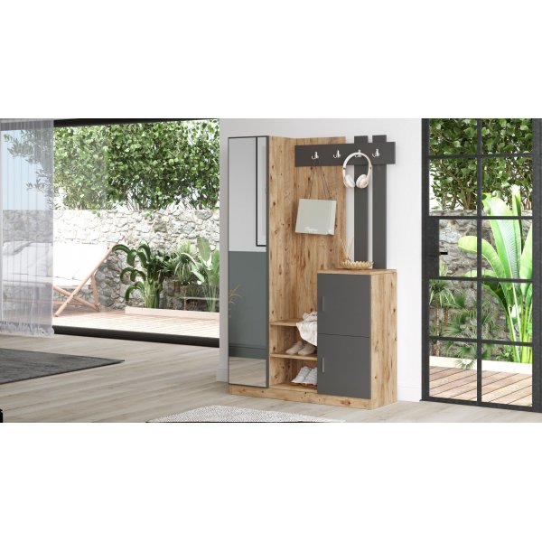 Meuble d\\\'entrée Roger - Pin/anthracite Meuble d\\\'entrée Roger - Pin/anthracite