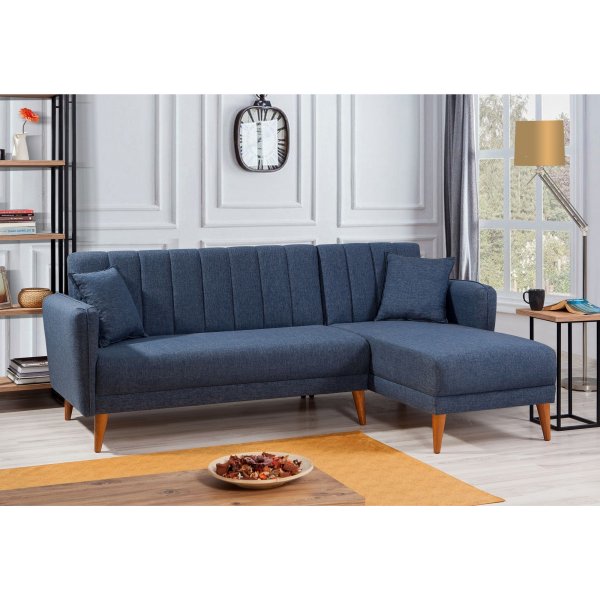 Aqua slaapbank rechts - Donkerblauw Aqua slaapbank rechts - Donkerblauw