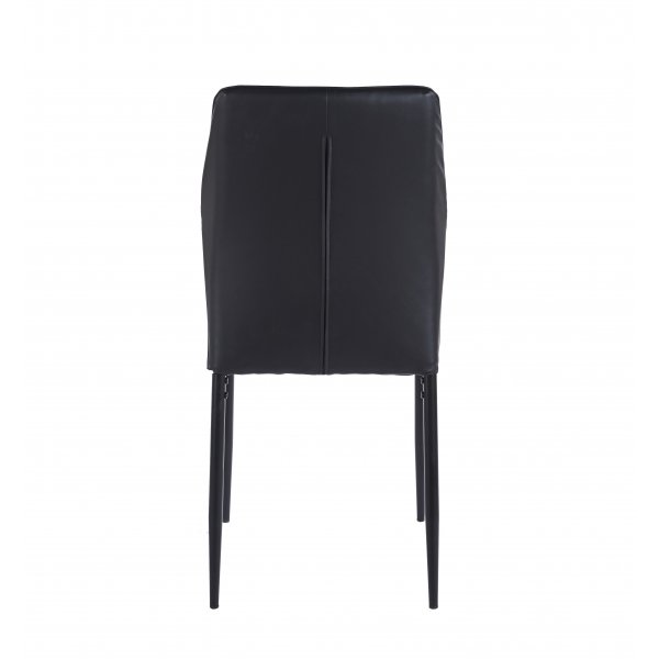 Matgrupp Sand� matbord �120cm i vit terazzo med 4st Inez matstol i svart konstl�der