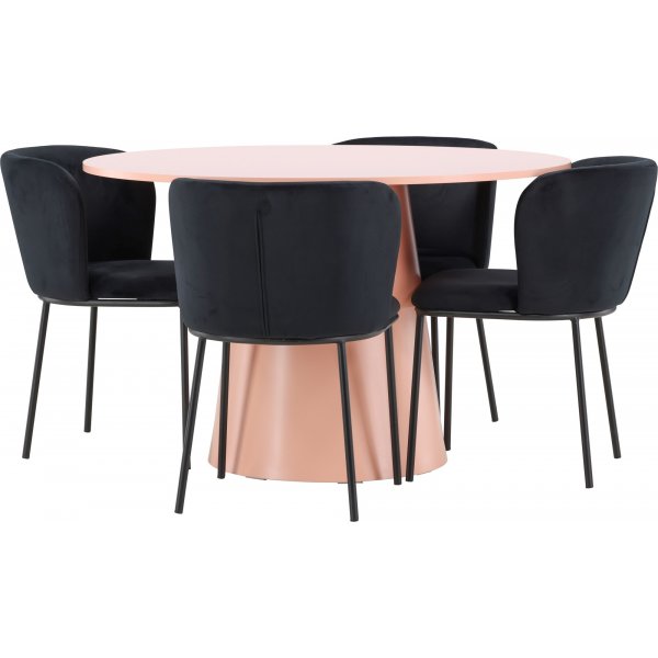 Matbord Lanzo med 4 st Edina stolar - Svart/rosa + 4.00 x Stolsdyna Matbord Lanzo med 4 st Edina stolar - Svart/rosa + 4.00 x Stolsdyna