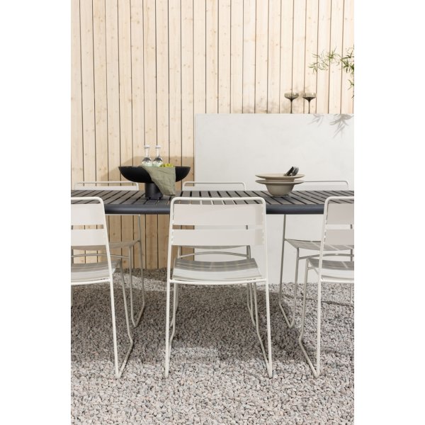 Borneo utematgrupp med 6 st Lina stolar - Beige/Svart Borneo utematgrupp med 6 st Lina stolar - Beige/Svart