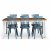 Groupe de salle  manger Dalsland: Table  manger en chne / blanc avec 6 Pinnstolar bleu tourterelle