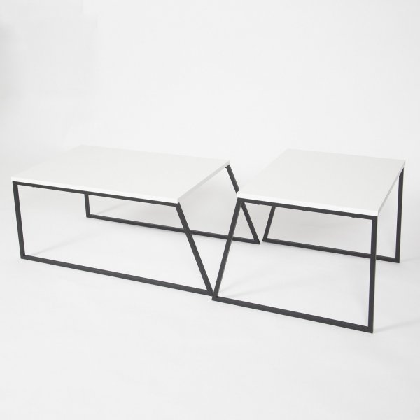 Table basse Pal 88 x 50 cm - Blanc/noir