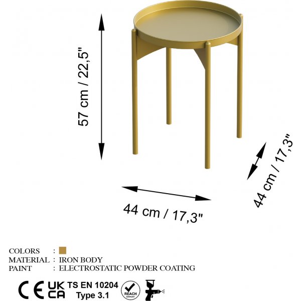 Vela soffbord Ø44 cm - Guld Vela soffbord Ø44 cm - Guld