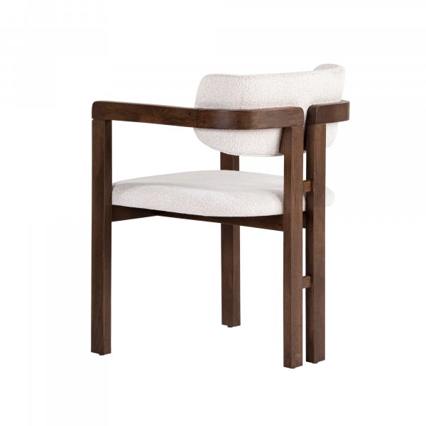 Karmstol Torpin i vit chenille och m�rk valn�t