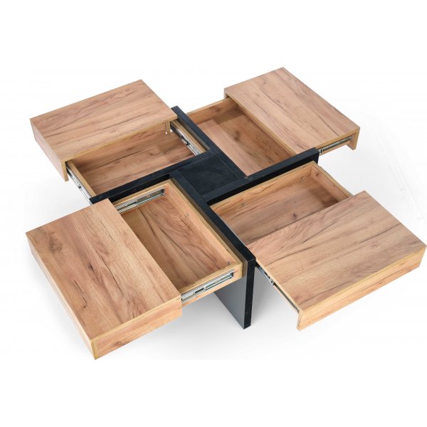 Alcazar soffbord 100 x 100 cm - Ek/svart