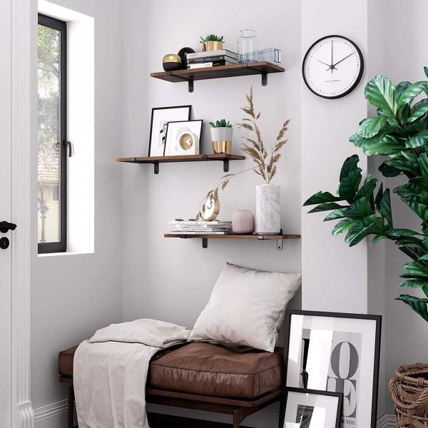 Zijwandplank, set van 2 - Bruin/zwart