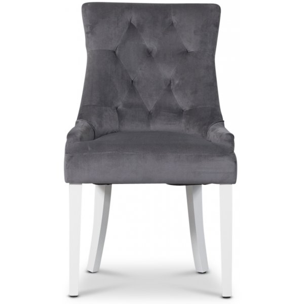 Tuva stol Cleopatra (rygghandtag) - Grå Sammet | Vita ben Tuva stol Cleopatra (rygghandtag) - Grå Sammet | Vita ben