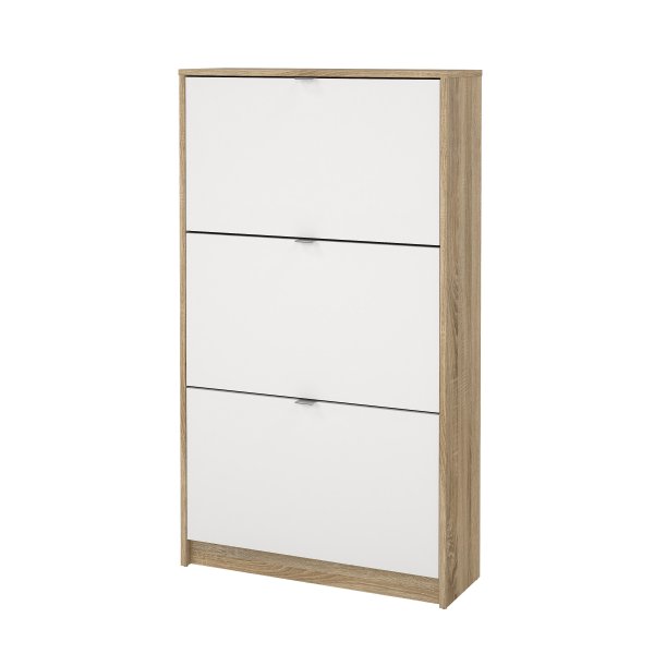 Lisa skoskåp med 3 st luckor - Vit / trä Lisa skoskåp med 3 st luckor - Vit / trä