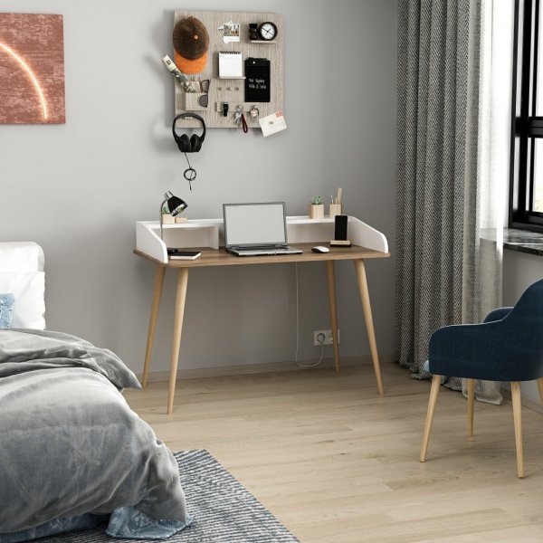 Mir skrivbord 120 x 60 cm - Mrkbrun/vit