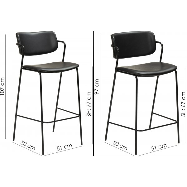 Zed barstol - Svart PU