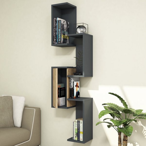 Esta wandplank - Antraciet/saffier Esta wandplank - Antraciet/saffier