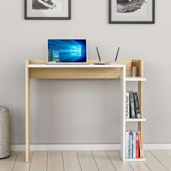 Ruby skrivbord 90,6x46,8 cm - Vit/ek Ruby skrivbord 90,6x46,8 cm - Vit/ek