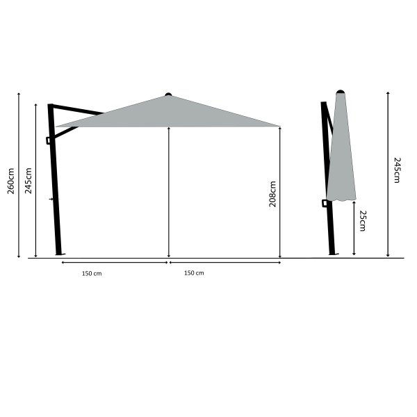 Parasol Marbella gris foncé 300x300 cm Parasol Marbella gris foncé 300x300 cm