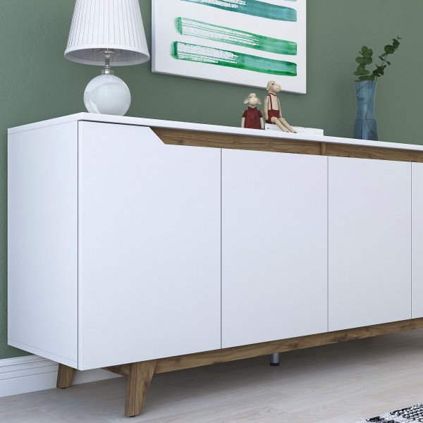 Grande dressoir - Wit/walnoot