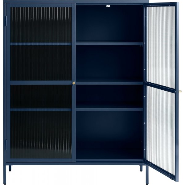Armoire en mtal bleu fonc Dobb avec portes vitres