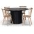 Groupe repas Nova, table  manger extensible 130-170 cm avec 4 chaises en rotin huil blanc Castor - Chne teint noir