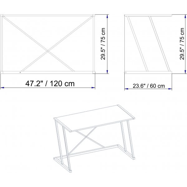 Bureau Adélaïde 114 x 60 cm - Or/anthracite Bureau Adélaïde 114 x 60 cm - Or/anthracite