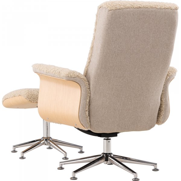 Fauteuil relax avec repose-pieds - Imitation peau de mouton beige/chne huil + Dtachant pour meubles