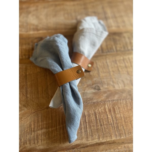 Servetring leer met platte gesp