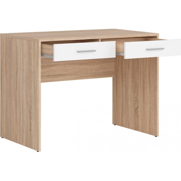 Bureau Nepo Plus avec 2 tiroirs 100 x 59 cm - Chêne clair/blanc Bureau Nepo Plus avec 2 tiroirs 100 x 59 cm - Chêne clair/blanc
