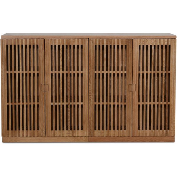 Level sideboard i oljad ek med ribbade drrar 140 cm